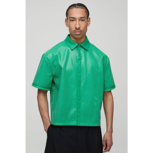 Camisa Oversize Recta De Manga Corta Y Malla De Cuero Sintético - boohoo - Modalova