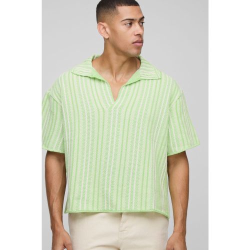 Polo Oversize De Punto Con Escote De Pico Y Rayas - boohoo - Modalova