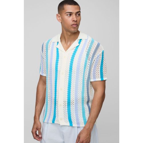 Camisa Holgada De Punto Calado Con Rayas - boohoo - Modalova