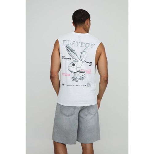 Camiseta Sin Mangas Regular Blanca Con Estampado De Playboy - boohoo - Modalova