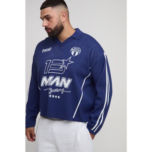 Grande taille - T-shirt oversize en maille à imprimé moto - 2XL - Boohooman - Modalova