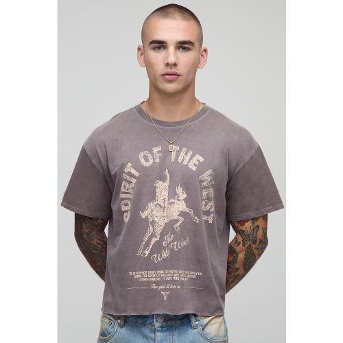 T-shirt oversize délavé imprimé - S - Boohooman - Modalova