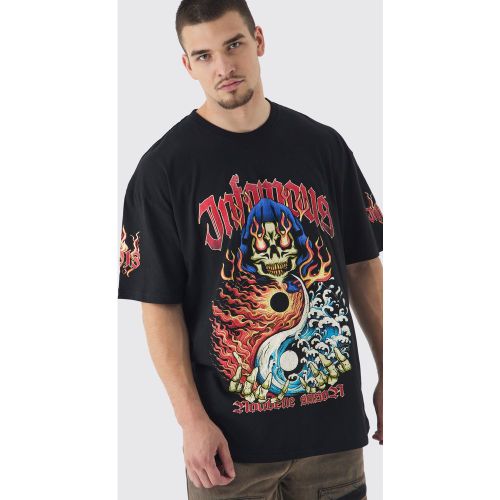 Tall - T-shirt oversize imprimé flammes - L - Boohooman - Modalova