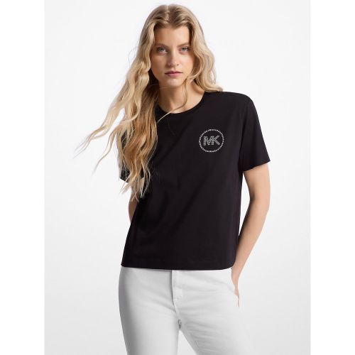 MK T-shirt en coton biologique travaillé à logo - Michael Kors - Michael Kors Outlet - Modalova