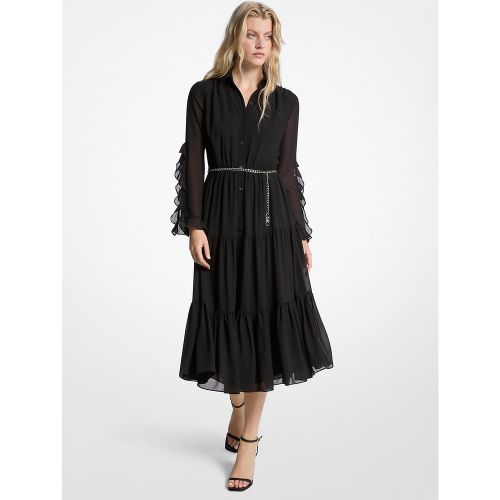 MK Robe mi-longue en georgette à volants - Michael Kors - MICHAEL Michael Kors - Modalova