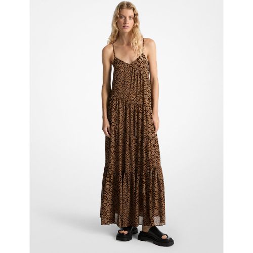MK Robe longue à plusieurs niveaux en georgette à imprimé guépard - Michael Kors - MICHAEL Michael Kors - Modalova