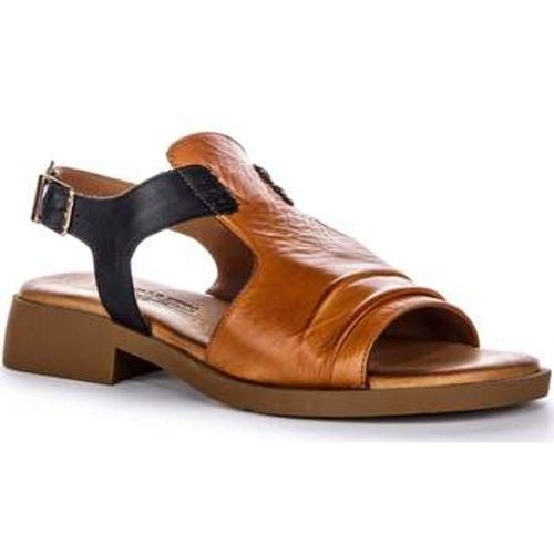 Justinreess Womens Flat Brown Navy Ankle Strap Leather Sandals women's Slip-ons (Shoes) in - Justinreess England - Modalova