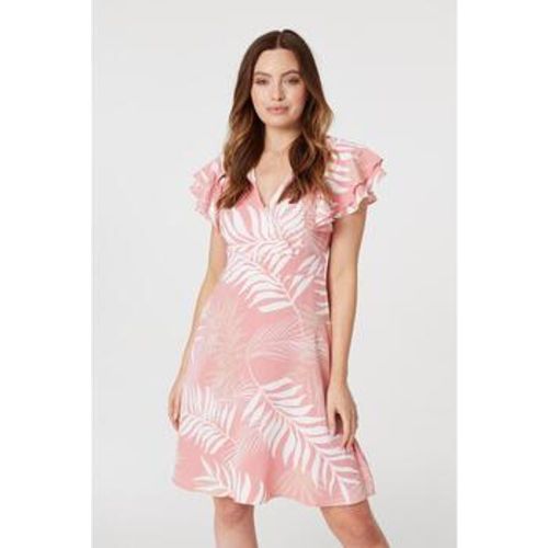 Leaf Print Cap Sleeve Skater Dress women's Dress in - Izabel London - Modalova