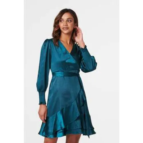 Satin Frill Detail Wrap Dress women's Dress in - Izabel London - Modalova