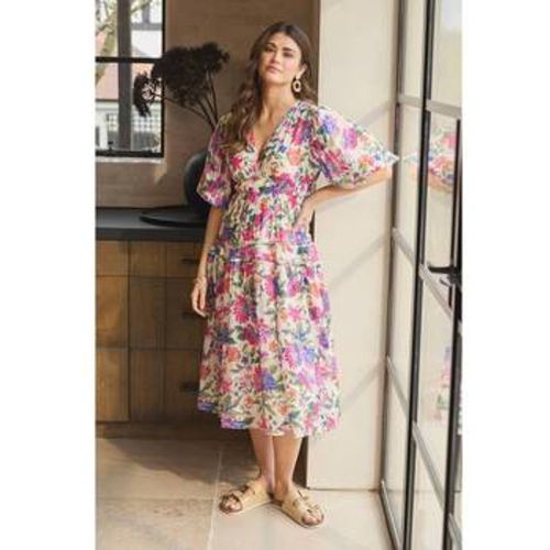 Floral 1/2 Puff Sleeve Midi Dress women's in - Izabel London - Modalova