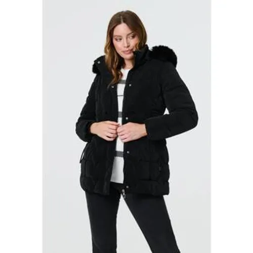 Faux Fur Padded Zip-Up Hooded Jacket women's Coat in - Izabel London - Modalova