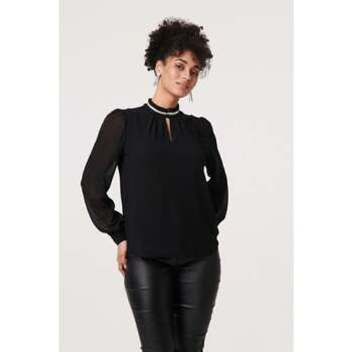 Sparkle Trim High Neck Semi Sheer Blouse women's Blouse in - Izabel London - Modalova
