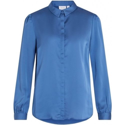 Blusen Camisa Ellette Satin L/S - Federal Blue - Vila - Modalova