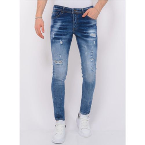 Slim Fit Jeans Paint Splatter Stonewashed Jeans - Local Fanatic - Modalova