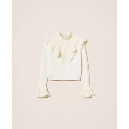 Pullover MAGLIA IN MISTO LANA CON VOLANT E PIZZO Art. 252TS3021 - Twin Set - Modalova