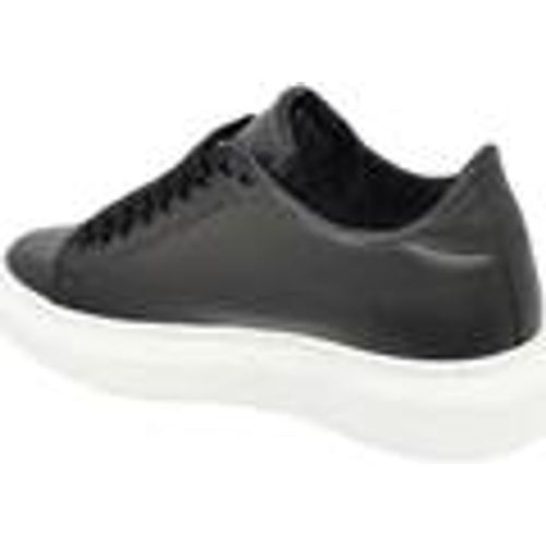 Sneakers Sneakers uomo bassa in vera pelle vitello nera e striscia bianc - Malu Shoes - Modalova