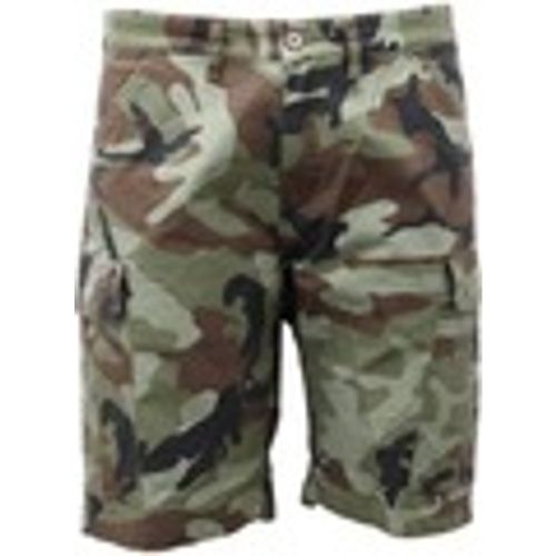 Pantaloni corti bermuda green camouflage cotton cargo shorts - Impure - Modalova