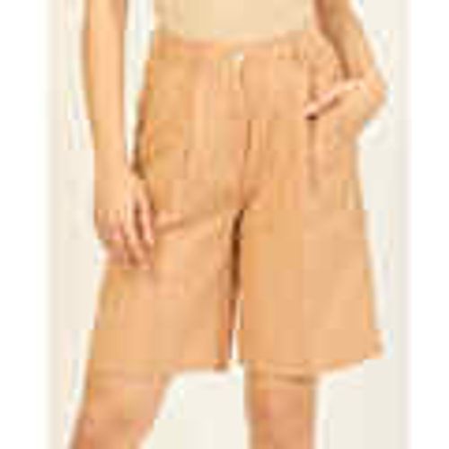 Shorts Bermuda donna in lino e cotone con risvolto - Yes Zee - Modalova