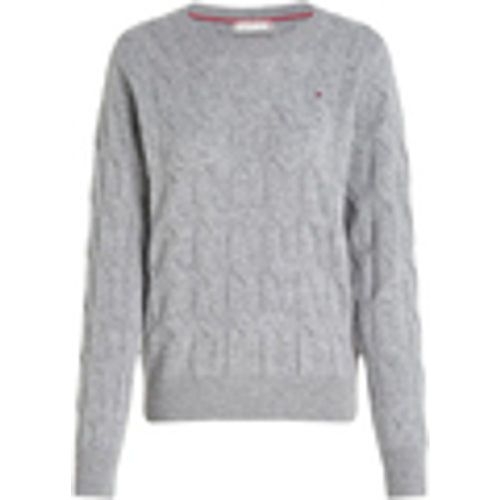 Maglione Pullover a maglia intrecciata in pura lana grigio - Tommy Hilfiger - Modalova