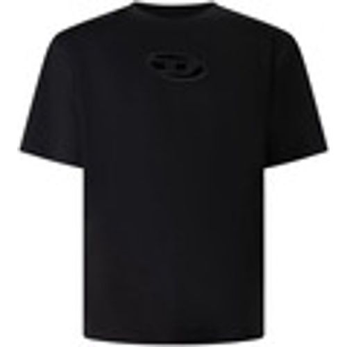 T-shirt T-shirt nera con logo ricamato per uomo - Diesel - Modalova