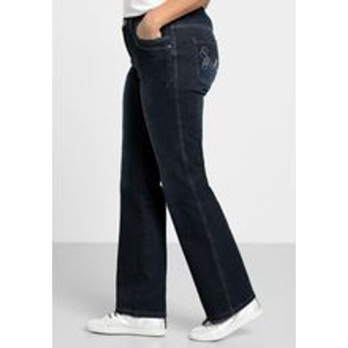 Große Größen: Bootcut-Jeans mit Used-Effekten, dark blue Denim, Gr.84 - sheego - Modalova