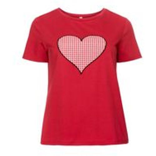 Große Größen: Shirt mit Herzmotiv, mohnrot, Gr.56/58 - sheego - Modalova