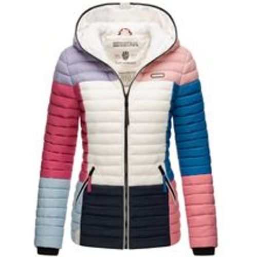 Damen Stylische Steppjacke Colorblocking Übergangsjacke mit Kapuze Multikulti - Navahoo - Modalova