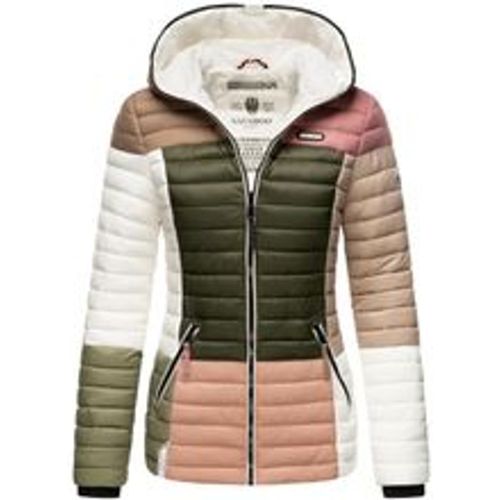 Damen Stylische Steppjacke Colorblocking Übergangsjacke mit Kapuze Multikulti - Navahoo - Modalova