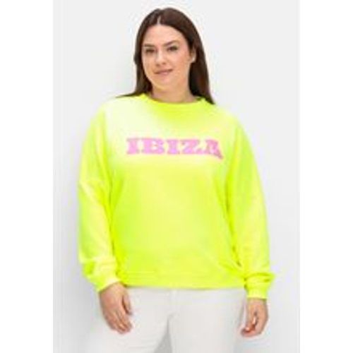 Große Größen: Neonfarbenes Sweatshirt mit Wordingprint, neongelb bedruckt, Gr.50 - sheego loves miss goodlife - Modalova