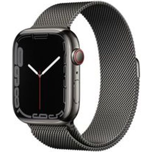 Watch (Series 7) 2021 GPS + Cellular 45 mm - Rostfreier Stahl Graphit - Milanaise Armband Grau - Apple - Modalova
