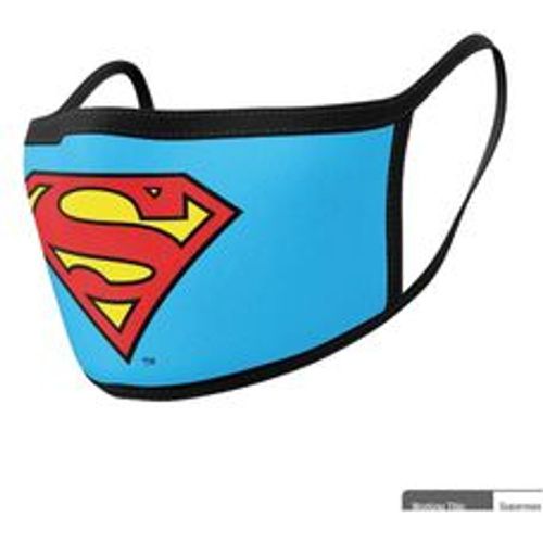 Superman Premium Baumwollmaske 2er Pack Logo multicolor, bedruckt, 100 % Baumwolle, 3-lagig - Pyramid - Modalova
