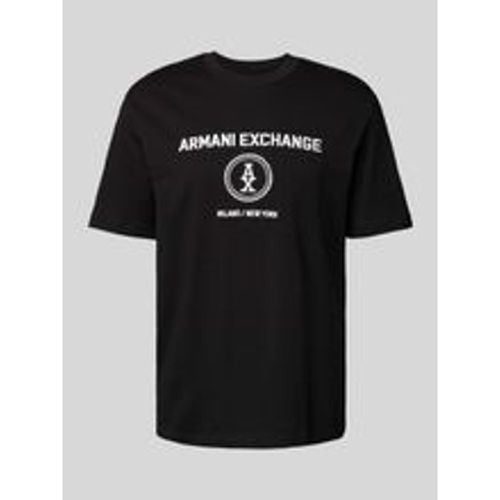 T-Shirt mit geripptem Rundhalsausschnitt - Armani Exchange - Modalova