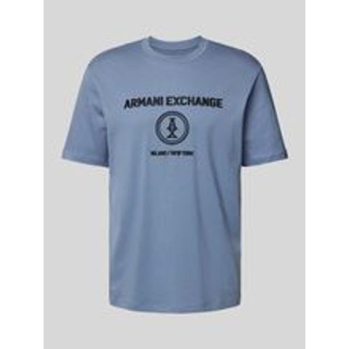 T-Shirt mit geripptem Rundhalsausschnitt - Armani Exchange - Modalova