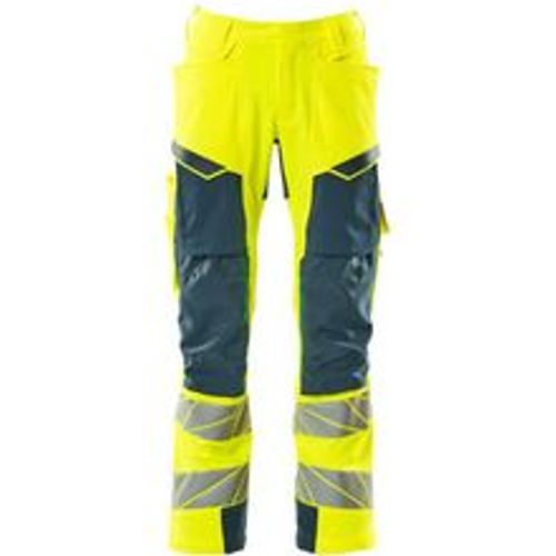 Hose mt Knietaschen, ultimate stretch Gr. 76C52, hi-vis gelb/dunkelpetroleum - Mascot - Modalova