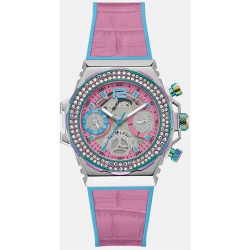 Orologio Multifunzionein Vera Pelle - Guess - Modalova