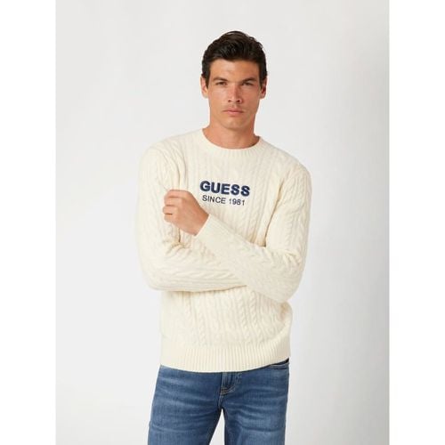 Maglione In Misto Lana Con Logo Frontale - Guess - Modalova