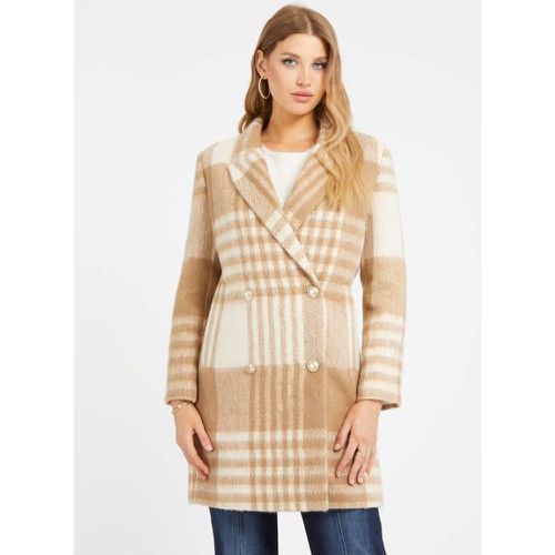 Cappotto A Quadri Misto Lana - Guess - Modalova