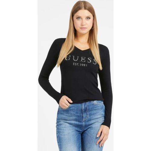 Maglione Logo Frontale Con Strass - Guess - Modalova