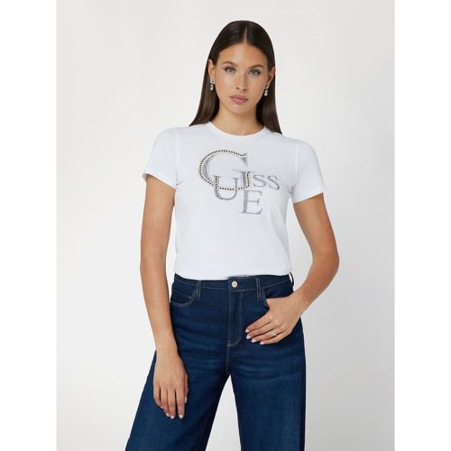 T-Shirt Con Logo Frontale E Borchie - Guess - Modalova