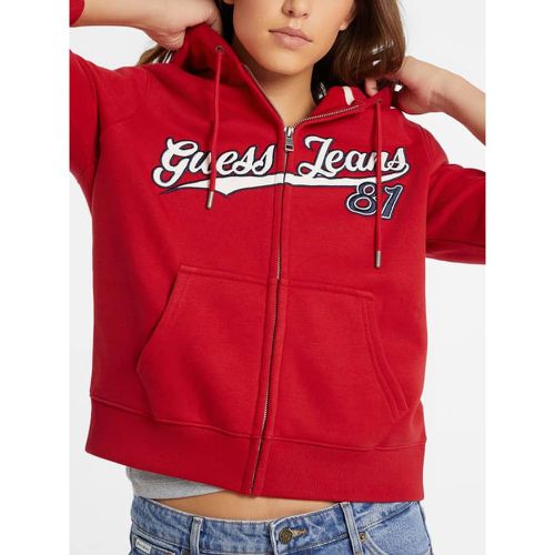 Felpa Classica Cappuccio, Zip E Patch Con Logo - Guess - Modalova