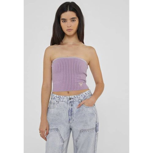 Crop Top A Fascia In Maglia A Costine - Guess Originals - Modalova