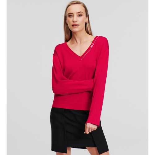 Pull À Col En V Signature, , , Taille: L - Karl Lagerfeld - Modalova