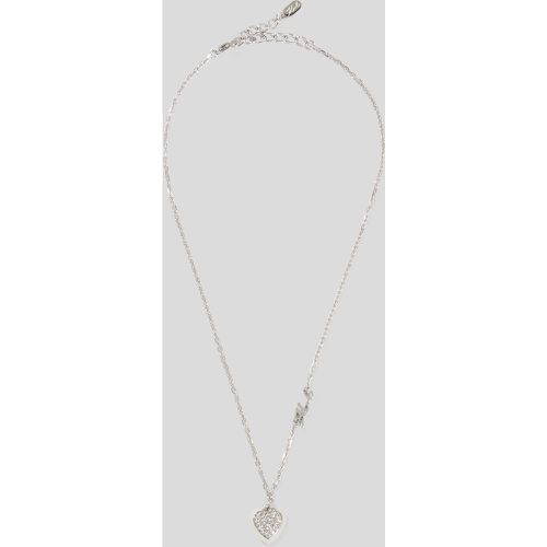 Pavé Heart Charm Necklace, Woman, , Size: One size - Karl Lagerfeld - Modalova