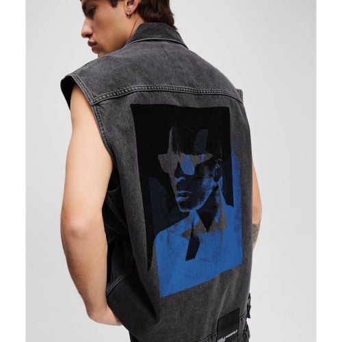 Karl Print Denim Vest, Man, , Size: L - Karl Lagerfeld - Modalova