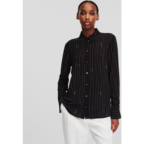 Rhinestone Pinstripe Shirt, Woman, , Size: 40 - Karl Lagerfeld - Modalova