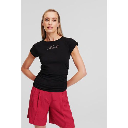 Rhinestone Karl Signature T-shirt, Woman, , Size: M - Karl Lagerfeld - Modalova
