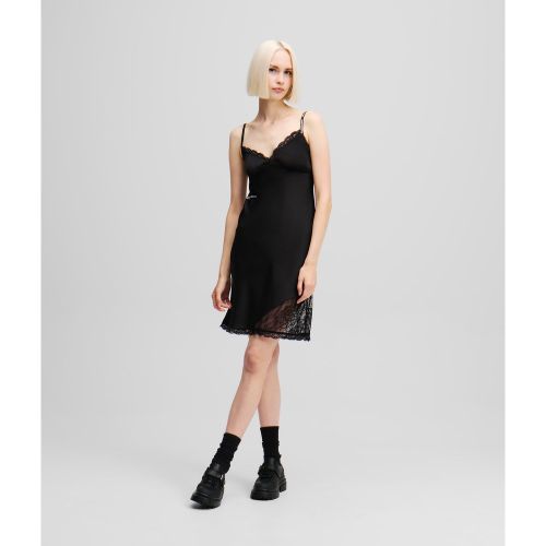 Robe Nuisette En Satin Et Dentelle, , , Taille: L - Karl Lagerfeld - Modalova
