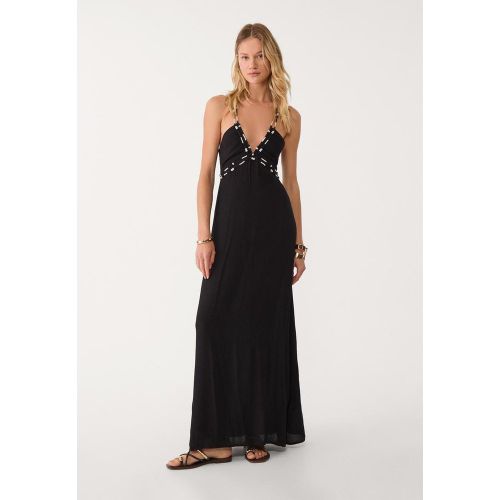 Robe longue fluide à perles XS - Stradivarius - Modalova
