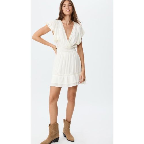 Robe fluide courte volants Écru XS - Stradivarius - Modalova