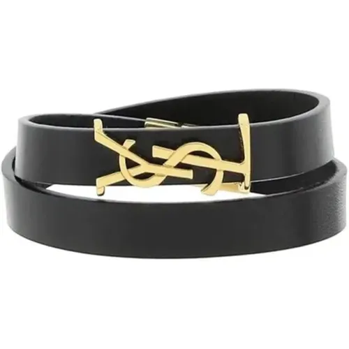 YSL Leather Bracelet , male, Sizes: M - Saint Laurent - Modalova